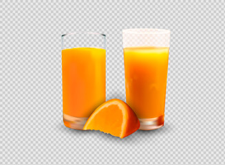 orange juice with orange slice. vector illustration.