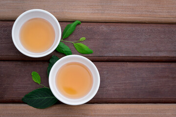 Fototapeta na wymiar top view of tradition nature green tea