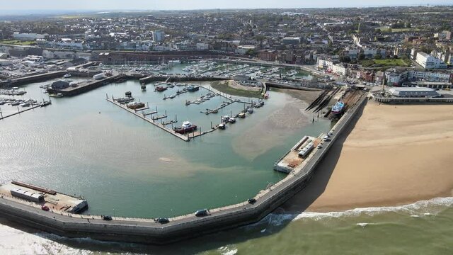 Ramsgate town and harbour  kent UK aerial 4k footage