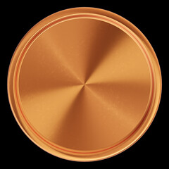 Medal gold award blank template circle. Golden coin badge empty emblem token. Isolated on black background. 3d illustration