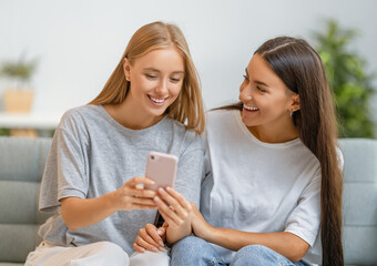 women are using phone