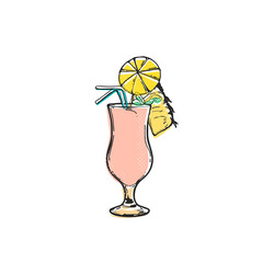 Pina Colada cocktail emblem, flat vector art