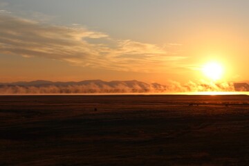 Fototapeta na wymiar A misty sunrise in Colorado