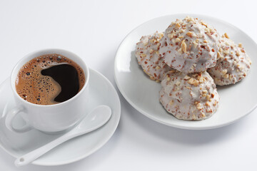 Coffee and cookies with peanuts