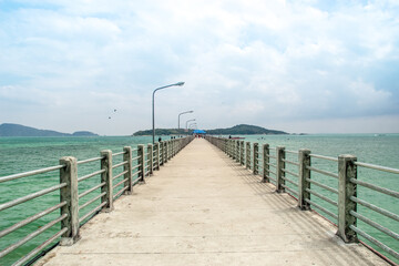 landscape ocean dock go to island by walk on summer