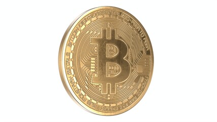 3D rendered illustration of Gold Bitcoin isolated on white