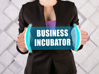  BUSINESS INCUBATOR text in virtual screen.