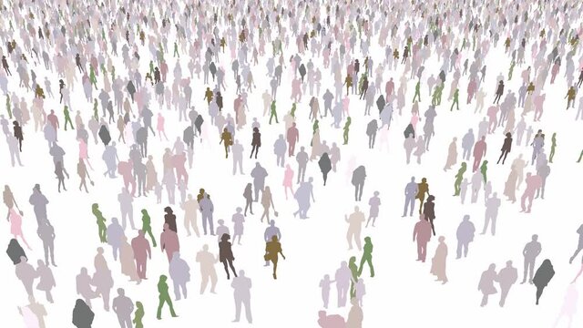 Colorful people in crowd animation - graphics