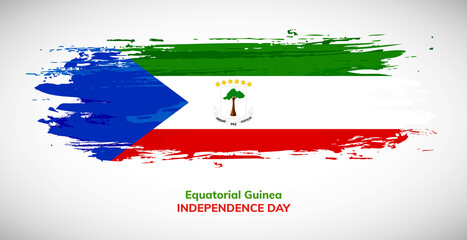 Happy independence day of Equatorial Guinea. Brush flag of Equatorial Guinea vector illustration. Abstract watercolor national flag background