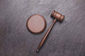 Judge's gavel on color background
