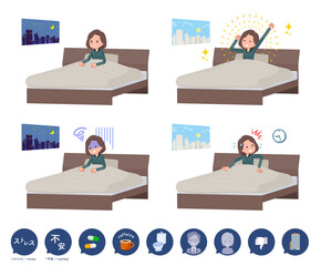 眠れない原因とチュニック中年女性のセット