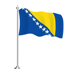 Bosnia and Herzegovina Flag. Isolated Wave Flag of Bosnia and Herzegovina Country. Independence Day.