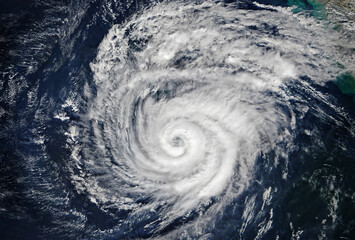Obrazy na Szkle  Super Tajfun, burza tropikalna, cyklon, huragan, tornado, nad oceanem. Pogoda w tle. Tajfun, burza, wichura, superburza, wichura spada na ziemię. Elementy tego obrazu dostarczone przez NASA.
