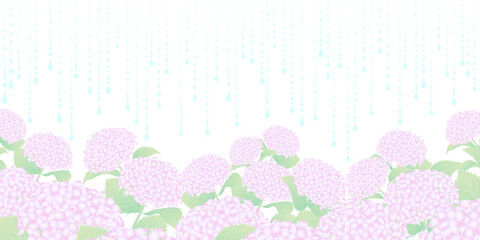 あじさいと雨の背景_画面下_ピンク
