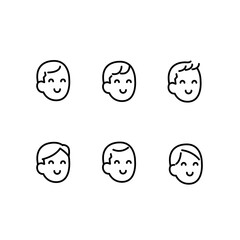 笑顔な人たち6パターンイラスト素材