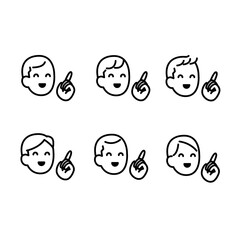 指差しする笑顔な人たち6パターンイラスト素材