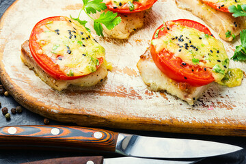 Fish baked with cheese,pangasius fillet