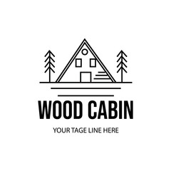 cabin or cottage logo line art minimalist illustration design