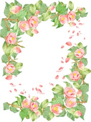 Roses camellia
椿　バラ　水彩フレーム　他複数バリエーションあります