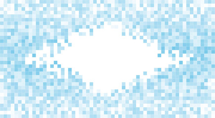 Blue and white pixel background.  Abstract digital vector Illustration. Modern technology design. Hi tech wallpaper.