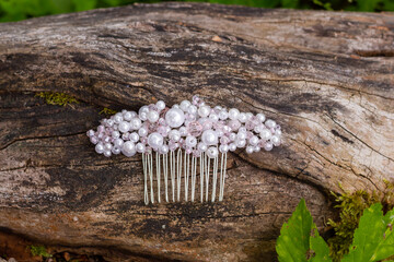 Handmade jewelry. Hair comb made with crystal and rhinestones. The trends in wedding style. Prepare...