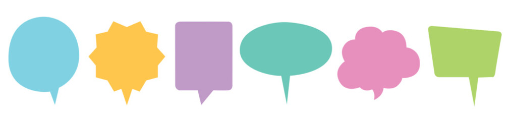 Speech Bubbles Set of Inverted Rectangle Distorted Circle and Square Blank shapes