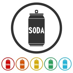 Soda can ring icon isolated on white background color set