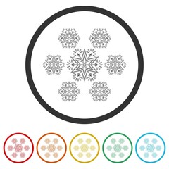 Snowflake ring icon color set