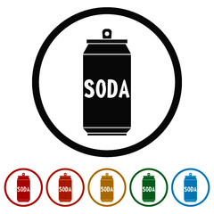 Soda can ring icon isolated on white background color set