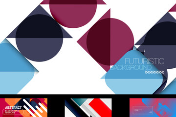 Minimal geometric wallpapers, vector abstract backgrounds