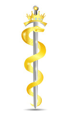 Snake wrapped around a sword