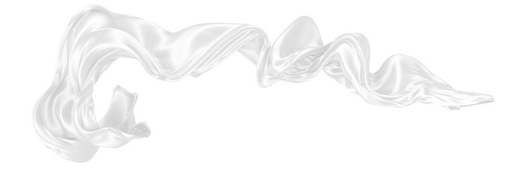 Beautiful flowing fabric of white wavy silk or satin. 3d rendering image.