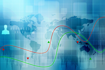 2d rendering Stock market online business concept. business Graph 