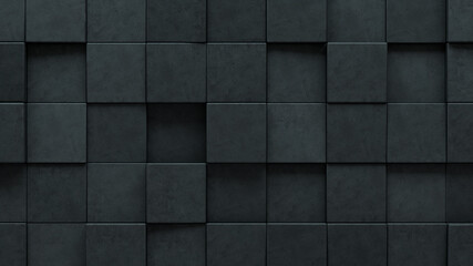Square Tiles arranged to create a Semigloss wall. Futuristic, Concrete Background formed from 3D blocks. 3D Render