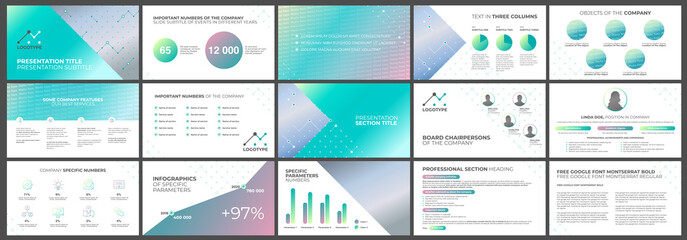 Presentation template green for Power Point, ppt, or Keynote layout. Vector infographic. For Business presentation or proposal, leaflet, corporate annual report, marketing, advertising - obrazy, fototapety, plakaty