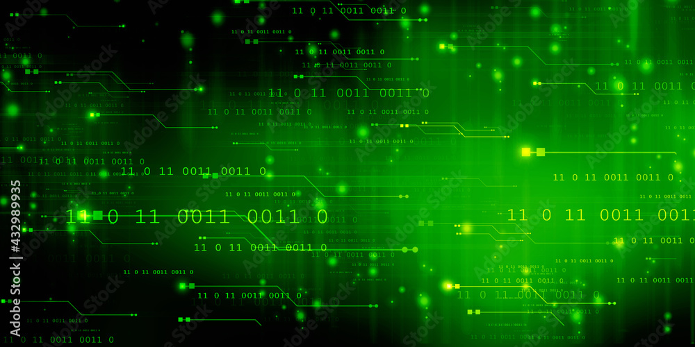 Poster 2d illustration abstract digital binary data on computer screen