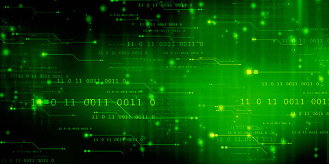 2d illustration abstract digital binary data on computer screen
