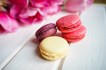 macaroons on a wooden table