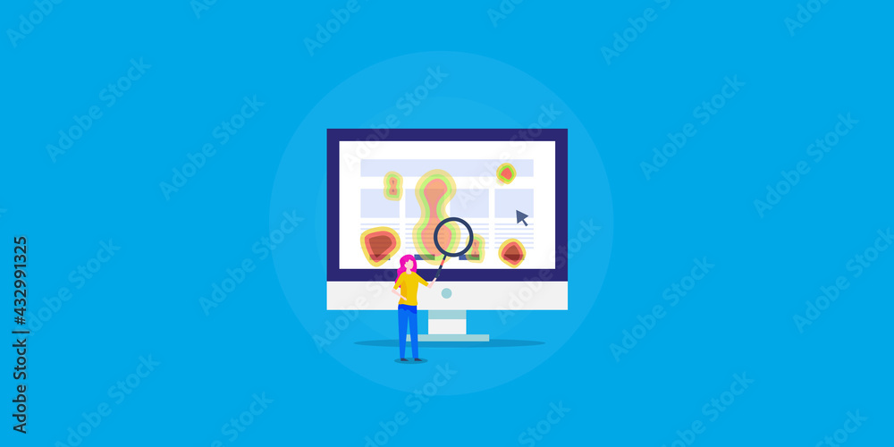 Canvas Prints website heatmap tool, seo analytics, businesswoman checking website click position, conversion and v