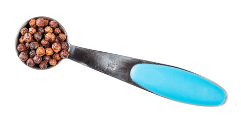 red Kampot pepper in measuring teaspoon cutout