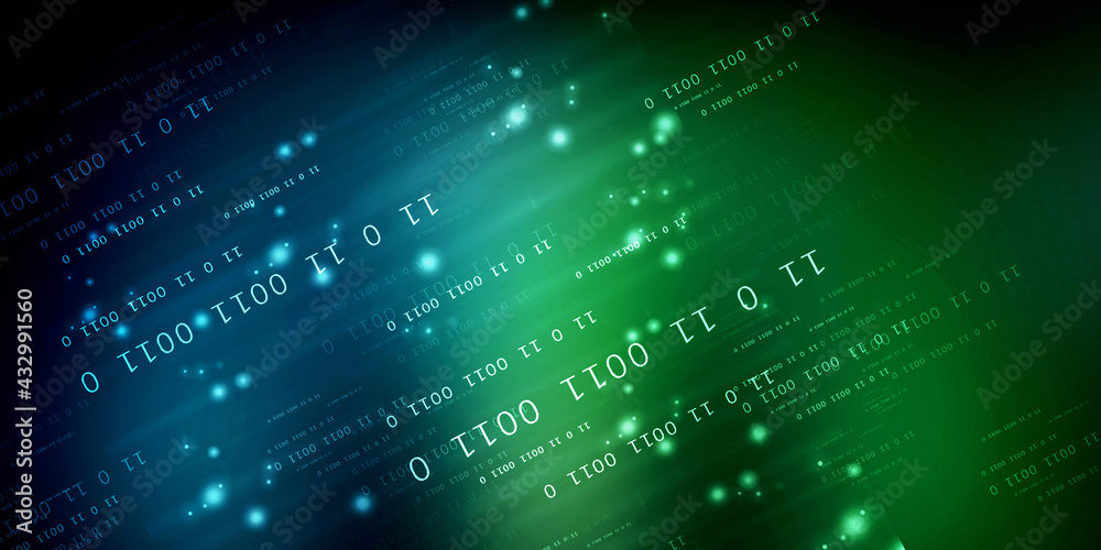 Poster 2d illustration abstract digital binary data on computer screen