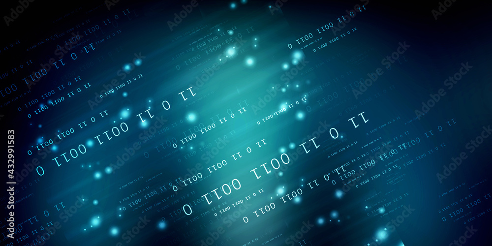 Poster 2d illustration abstract digital binary data on computer screen