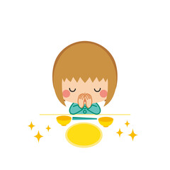 残さず食べて食事の後にご馳走様と挨拶をするお行儀のよい可愛い小さな女の子のイラスト Wall Mural ぽこたぽこ 残さず食べて食事の後にご馳走様と挨拶をするお行儀のよい可愛い小さな女の子のイラスト Wall Mural ぽこたぽこ