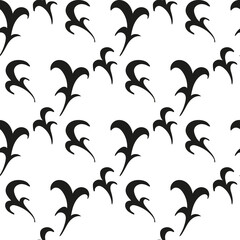 Seamless abstract pattern with black decorative elements. Vector image.