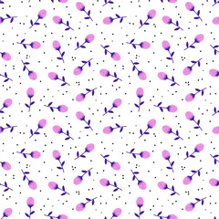 Seamless pattern with blue flower buds
