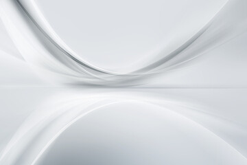 White grey perspective flow waves background. Smooth futuristic light design.