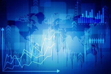 2d rendering Stock market online business concept. business Graph 