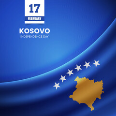 Creative Kosovo flag on fabric texture. Vintage style independence day background