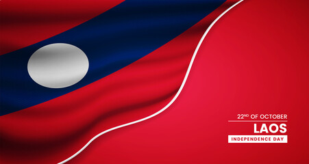 Abstract independence day of Laos background with elegant fabric flag and typographic illustration