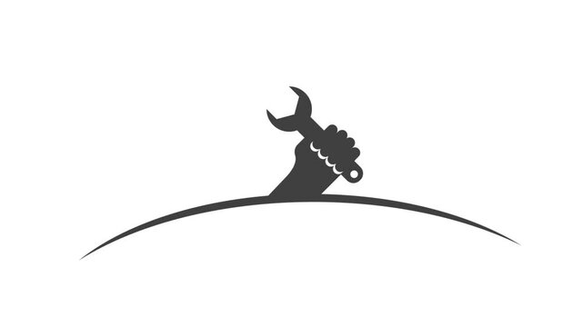 hand with spanner- tool vector animation- service, repair